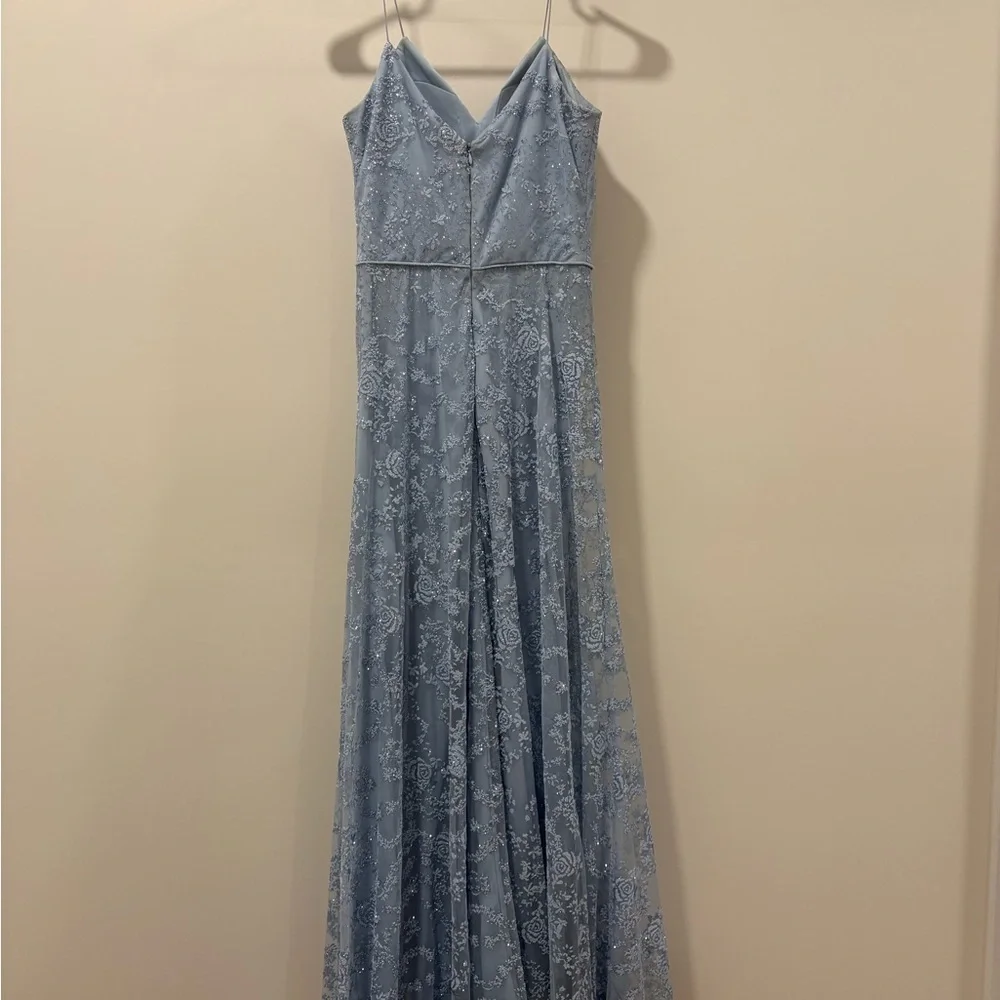 MARINA Light Blue Lace Maxi Dress bridesmaid/prom dress - Picture 5 of 11